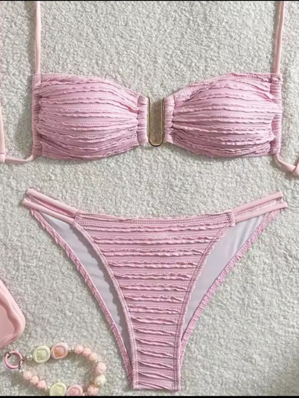 Light Pink Textured Bikini Set Medium